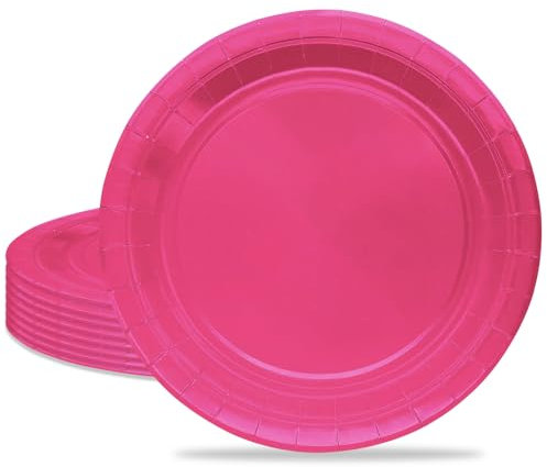 MORAINJAY 16 Pièces Rose Rouge Assiette pour Fête Anniversaire,9 Pouces/23cm Rose Rouge Papier Assiette Dessert Plateau Vaisselle pour Décoration Anniversaire Homme Femme