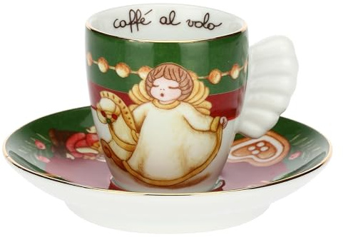 THUN, Tazzina Caffè Espresso in Porcellana, Collezione Sorprese di Natale, Tazzina Special Edition da Collezione, Idea Regalo per Natale, Tazzina Ø 5,8 cm, 6,2 cm h, 100 ml, piattino Ø 12 cm