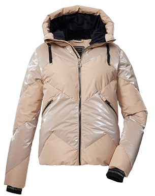 killtec Donna Giacca trapuntata/giacca da sci/giacca funzionale in piuma d'oca con cappuccio e paraneve con chiusura a zip KSW 113 WMN SKI QLTD JCKT, nomad, 42, 43618-000