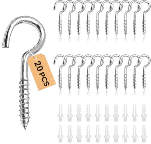 Forbabe Lot de 20 petits crochets à visser en acier inoxydable 304 avec filetage M5-65 mm