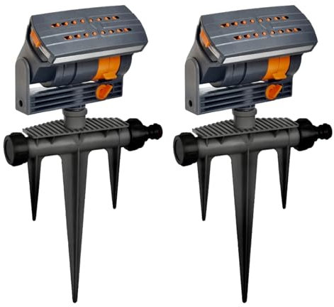 Lot de 2 arroseurs carrés - 16 trous - Avec aiguille de sol - 90 m² - Débit d'eau réglable - Pour plantes dans les jardins, pelouses, potagers