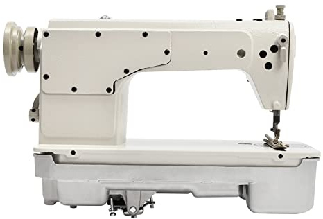Macchina da cucire industriale a doppio trasporto e tagliafili, macchina da cucire diritta con chiave manuale per tappezzeria e pelle
