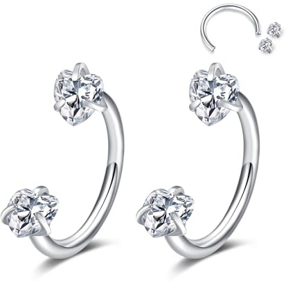 D.Bella Anillos de nariz de herradura Anillos de septo de acero inoxidable 316L Anillos de nariz con circonita cúbica Anillos de herradura para septo, labio, labret, ceja, hélice, daith, pendientes de