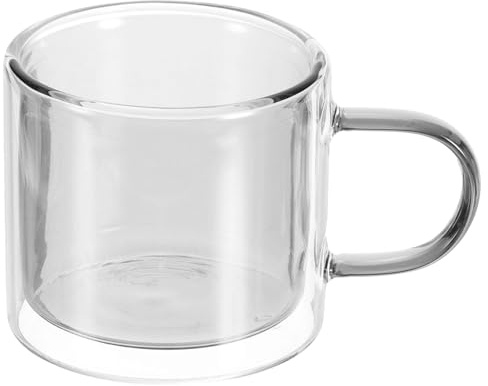 QUARKZMAN 8.4 oz Tasses À Café En Verre Double Paroi, Tasse À Thé Avec Poignées Élargies Pour Espresso, Cappuccino, Sachet De Thé, Latte, Boissons Chaudes Et Froides, Jus, Gris