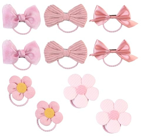 5 Pares Accesorios Para El Cabello NiñAs Tela Elasticidad PequeñO Coletas Elasticas Chicas Pajarita Flores Accesorios Para El Cabello NiñOs Rosa