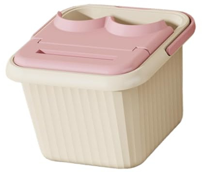 Cirraorive Foot Bath Basin Bacinella Pediluvio Ampia E Portatile con Punti Massaggianti sul Fondo Vasca per Immersione Piedi in PP Solido Facile Da Trasportare a, Rosa con Coperchio