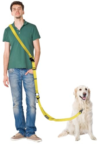 WANFIRE Guinzaglio per cani a mano libera, guinzaglio da jogging per cani, 1,8-2,9 m, con cintura di sicurezza per auto e cuciture riflettenti su entrambi i lati, per cani di taglia media e grande