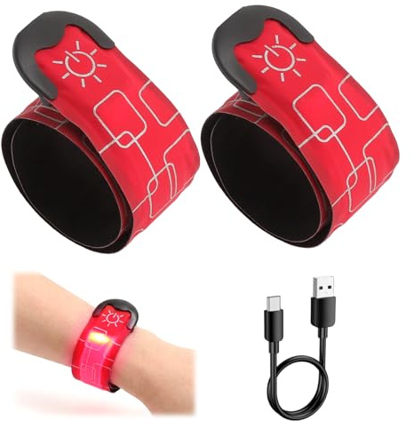 HENGBIRD Braccialetto a LED ricaricabile, 2 pezzi, con USB, per jogging, jogging, con riflettore, unisex, luce di sicurezza notturna, per notte, jogging, corsa, ciclismo, passeggiate con cani, corsa