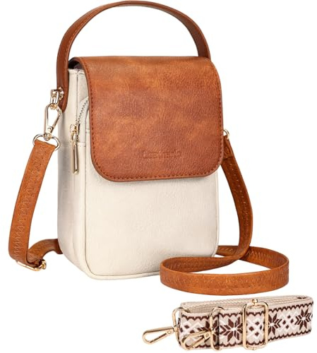 Leathario Bolso Cruzado Mujer, Bolso Pequeño para Teléfono de Cuero Vegano, Bolsos Cruzados Pequeños para Mujer, Bolsos de Mano y Hombro Versátiles
