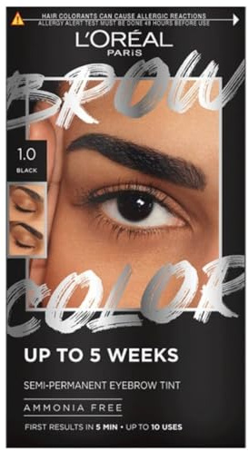 L'Oréal Paris Brow Color Colorazione Sopracciglia Semipermanente 1.0 Black – Tinta Sopracciglia Senza Ammoniaca, Risultato Naturale fino a 5 Settimane, Fino a 10 Applicazioni (1)