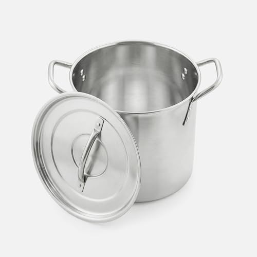 Winsome Stainless Steel Stock Pot with Lid - 6 litres - Bottom Deep Stew Sauce Soup Pasta Cooking Pot Home Brew Boiling Pot Set