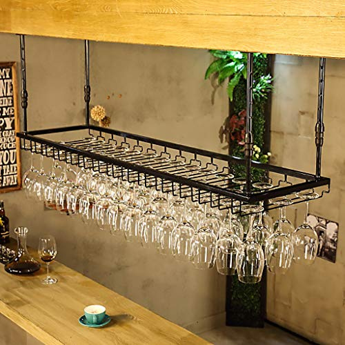 JHGJBJ Soportes para Copas Sostenedor del Vidrio de Vino Sostenedor del cubilete Colgando Estante del Vidrio de Vino Bar Escritorio Bar Club (Color : Negro, Tamaño : 90 * 35cm)