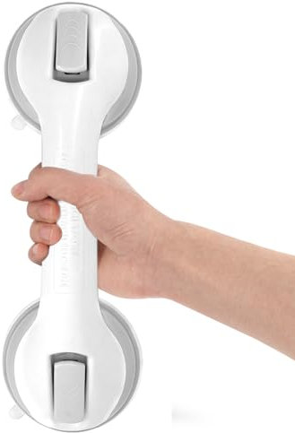 Newthinking Agarraderas de Baño con Ventosa, 12INCH Asa de Seguridad para Baño con Ventosas para Mayores Barra de Agarre para Discapacitados Niños, 1 Pieza