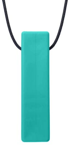 ARK® Kauhalskette in verschiedenen Stärken mit einstellbarer Abreißleine und ATC Pflegeanleitung - Sensory Halskette, Beißblock, Kauen, Zahnen, Autismus Block glatt fest türkis