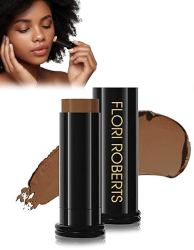Base Strokes Crème Foundation Stick by Flori Roberts, Full Coverage for Women of Color or Deeper Skin Tones, Long Lasting Makeup, Natural Finish, Complexion Concealer & Corrector