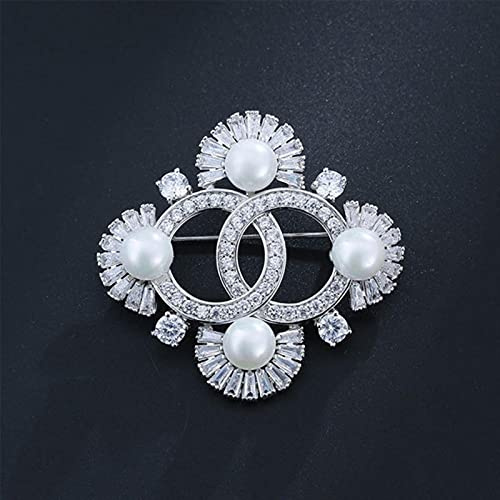 HCMA Joyas de Perlas S925 Broches de Plata para Mujeres Aniversario de Moda Joyas de Moda de Diamantes Finos Broches de Flores de Lujo de Navidad