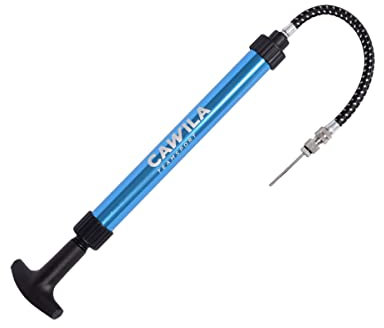 Cawila Ballpumpe Aluminium PRO, hochwertige Doppelhub-Handpumpe für Fußball, Handball, Volleyball, Rugby Ball und viele mehr blau One Size