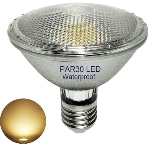 Reflector de vidrio 12W PAR30 LED lámparas blancas cálidas,resistente al agua, luz de foco LED E27,bombilla de reflector, lámpara exterior e interior (reemplaza halógeno PAR30 de 100 W),no regulable