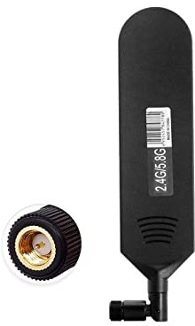 Vecys Dual Band WiFi 2.4GHz 5.8GHz Antena Omnidireccional 18dBi Alta Ganancia con Pegamento Stick SMA Conector Macho para WiFi Router Tarjeta de Red Inalámbrica (Negro, 1 PCS)