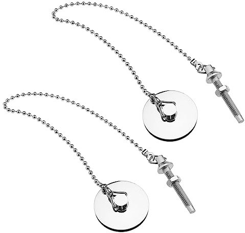 VGOL 2pcs Bouchon d'évier de Bassin Chromé avec Séjour et Chaîne à Billes 1 1/2 Pouce 38mm Couvercle de Bouchon de Vidange pour Évier de Cuisine Salle de Bain Baignoire Lavabo