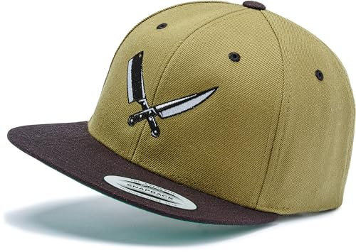Flexfit Snapback Cap : Butcher-Messer - Outdoor Basecap Herren & Damen Baseball Cap Kappe Mütze Grillen Kochmütze (Olive/Black)
