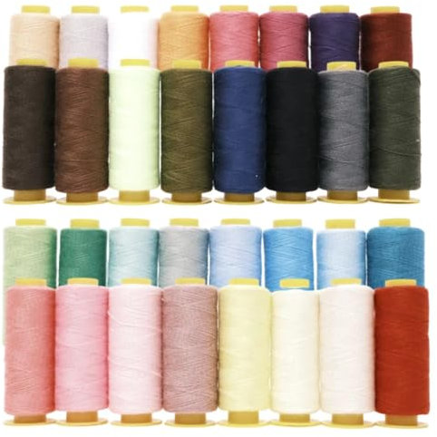 QIYIG 32 Nähgarne, 220 m, Polyester-Nähgarn-Set für Handnähen