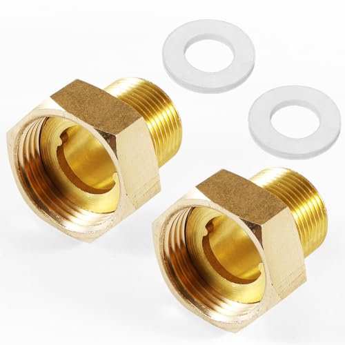 2 Stück Pumpenverschraubung, 1 Zoll Überwurfmutter x 3/4 Zoll Außengewinde, Wasserzähler Verschraubungen, DN25 Messing Verschraubung für Umwälzpumpe Heizung, mit Dichtungen