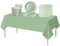 53PCS Sage Green Tableware Decorations for Kids Birthday,Disposable Party Tableware Set Tablecloth Table Covers,7inch Paper Plates,Paper Napkins,Cups for Sage Birthday Wedding Party Favor