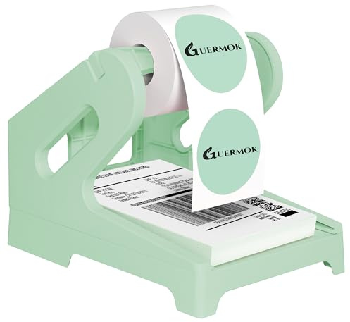 Guermok Soporte térmico para etiquetas de envío para rollos y abanico, calcomanías frágiles para envío, soporte de etiquetas, soporte para impresora de escritorio, dispensador de calcomanías para