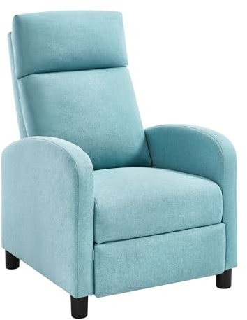 WOLTU Relaxsessel, mit Liegefunktion Schlaffunktion, mit hocker, verstellbar, Wohnzimmer Schlafzimmer, Polster, 89 x 102 x 65,5 cm, Leinen, Blau