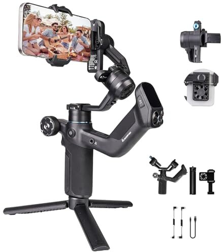 FeiyuTech Scorp MINI 3 Gimbal-Stabilisator für iPhone, 3-Achsen-Smartphone Gimbal mit Integriertem AI-Tracking-Modul, Kühlventilator und Integriertem Griffdesign, Touchscreen, 2 kg (4,41 lb)