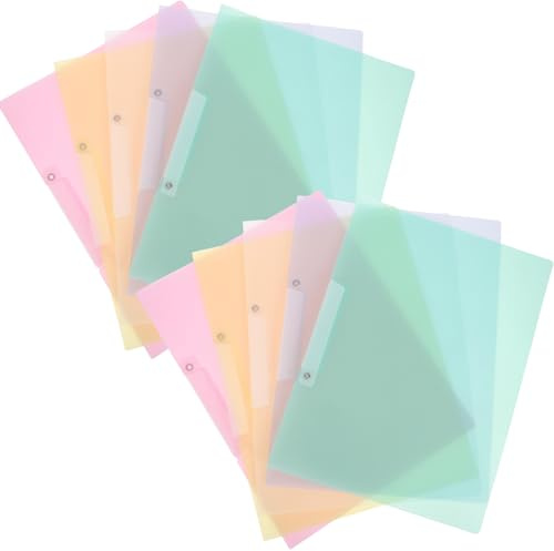 ZUNOXAZ Cartelle di Presentazione Pieghevoli in Plastica con Clip Oscillante Set da 10 Portadocumenti Portatili per Ufficio e Scuola Organizer Leggero per Gestione Documenti con
