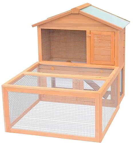 vidaXL Conejera de Exterior de Madera Jaula con Casa para Conejos y Mascotas