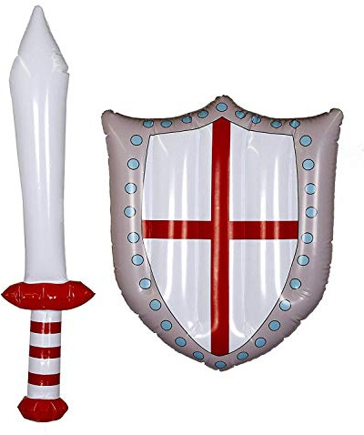 I LOVE FANCY DRESS Inflatable Knights English Flag Shield and Inflatable Sword Pool Part Set