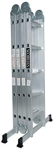 WORHAN Leiter MEHRZWECKLEITER ANLEGELEITER STEHLEITER 570cm AUS Aluminium 5.7 M VIELE FUNKTIONEN MIT STABILISIERUNG KS5.7