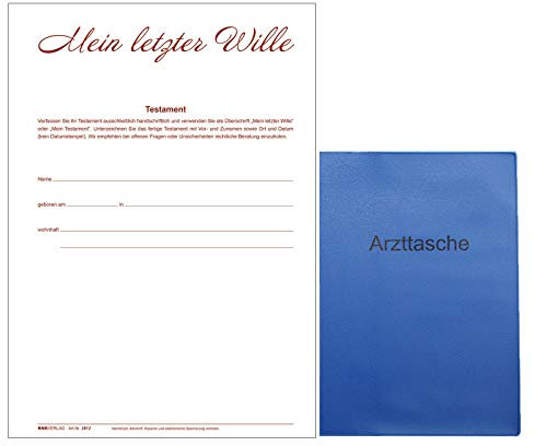 Persönlicher Testament Brief mit Organspendeausweis, Vollmacht für den Todesfall, Testament Vordruck, Organspendeausweis, C5 Briefumschlag inkl. Arzttasche gratis