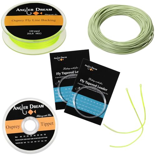 Green Floating 4F WF Fly Fishing Line Kit 4 WT Fly Fishing Line Leader Braided Backing Fish Line