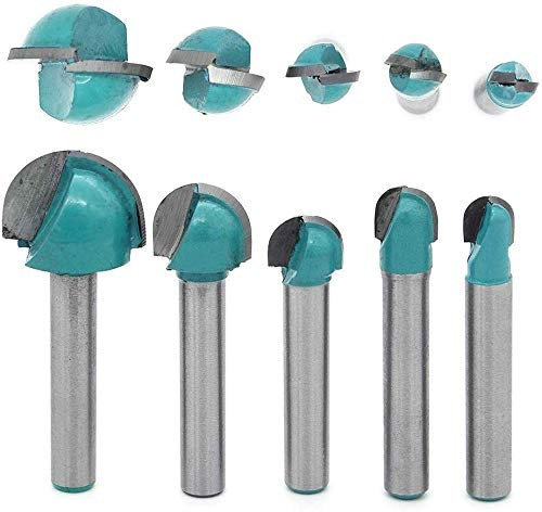 DingGreat 5Pcs 6mm Shank Round Nose Cove Core Box Router Bit Round Bottom Milling Cutter for Woodworking