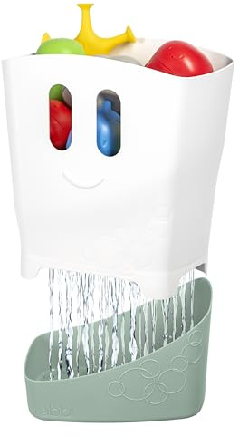 Ubbi Freestanding Bath Toy Organizer Bath Caddy with Removable Drying Rack Bin & Scoop for Toddlers + Baby, Sage