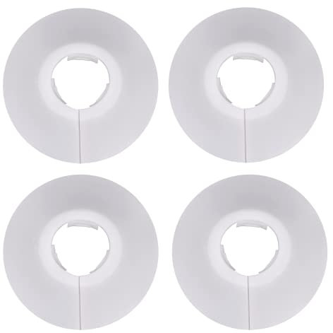 4Pcs White Plastic Radiator Pipe Covers - Sleeve Collars for 17mm Diameter Pipe