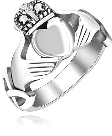 Uloveido Anello da uomo in acciaio inox Claddagh con nodo celtico Eternity design amicizia amore lealtà fede nuziale Y2145, V1/2 (64.6mm), Acciaio inossidabile