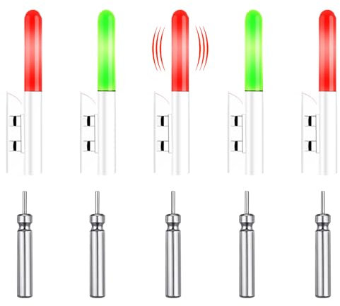 Canne à pêche à LED, cloches de pêche, bâtons lumineux de pêche, alarme de morsure de pêche, lumière de pêche, lumière de pêche, accessoires de pêche de nuit, 5 pièces, comprend 5 piles