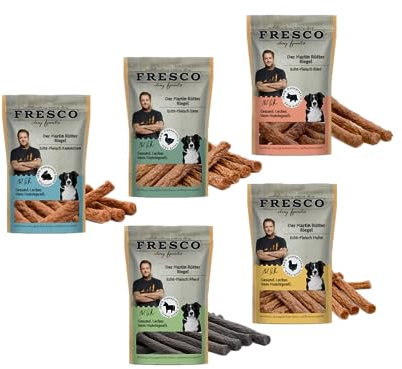 Fresco - Der Martin Rütter Riegel | Probierpaket aus 5 Sorten | Der Echt-Fleisch Monoproteinsnack | 5X 100g