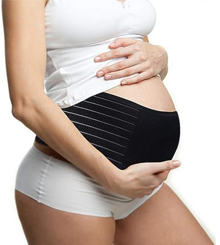Bauchgurt Schwangerschaft Verstellbarer Umstandsbauchgurt Bauchgürtel und Rückenstütze für Schwangerschaft Leicht und Atmungsaktiv für Sport-Bump Support Band Maternity Belt(Schwarz, One Size)