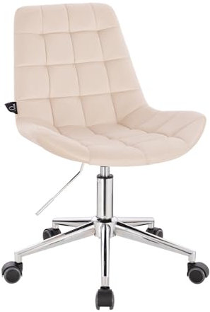 SVITA Micky Bürostuhl Kinder Schreibtischstuhl höhenverstellbar Rollen Samt Vanilla Creme