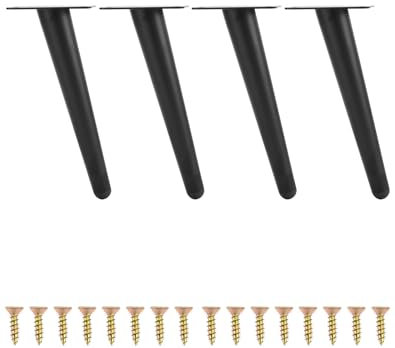QWORK® Juego de 4 Patas para Muebles Inclinado - 20 cm Acero - con Tapas Resistentes a los Arañazos - para Sofá/TV Cómoda/Mesita de Noche/Armarios