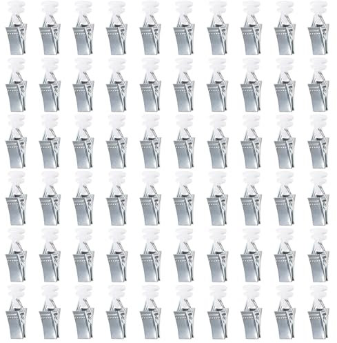 Rebanky 60 Stück Metall Gardinengleiter Clip mit Drehbarer Kopf Vorhang Clips für Schiene Gardinenhaken Gleiter Vorhang Klammern mit Rollen für Vorhängen, Türvorhängen, Duschvorhängen