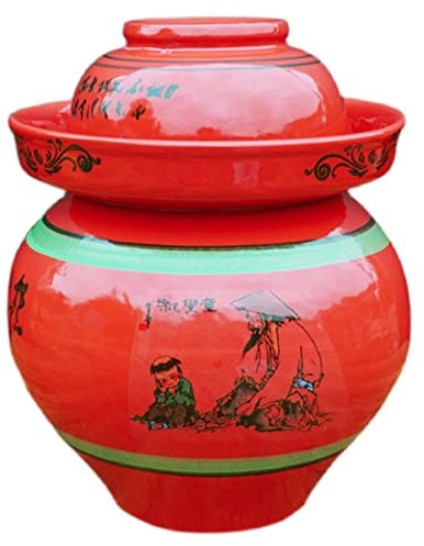 Vaso per sottaceti tradizionale cinese, Barattolo di ceramica retrò con coperchio, grande kit di fermentazione tradizionale cinese, coccio con coperchio a tenuta d'acqua, barattolo di fermentazione fo