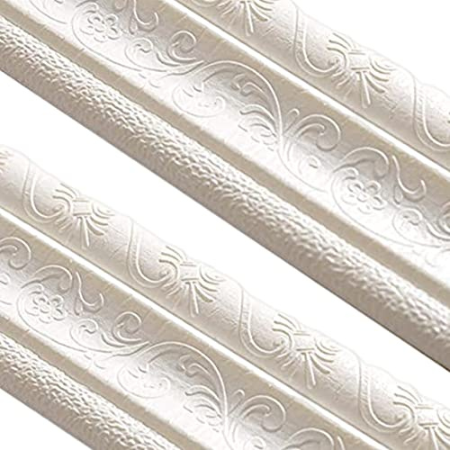 Wedhapy Frise Murale Bordure De Papier Peint Auto-Adhésive Bordure en Mousse Auto-Adhésive Garniture De Moulage 3D Autocollant De Bord De Mur Étanche 2,35 M 2PCS Style 2