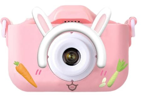perfk Appareil Photo pour Garçons et Filles, Appareil Photo pour Tout-petits, Cadeaux Fantaisie avec Jeux de Puzzle, Appareil Photo Numérique pour Enfants, lapin rose